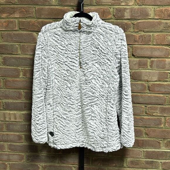 Simply Southern Women’s Grey & White Sherpa Pullover Size Small NEW - Picture 2 of 6